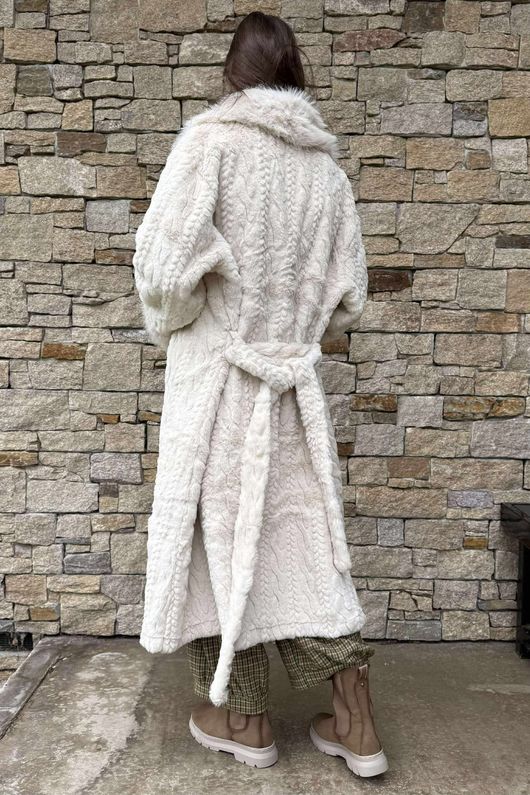 Verbier Premium Faux Fur Coat Stone